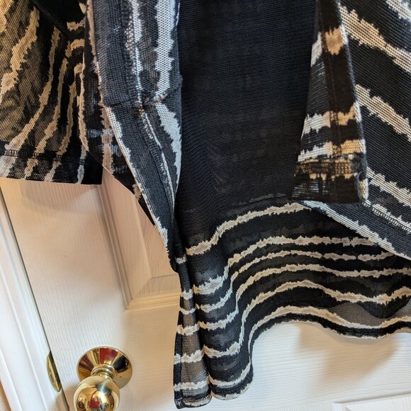 Ali Miles Black Gray 2-Layer Mesh Wearable Art Blouse Shirt Pullover Top - Picture 9 of 14